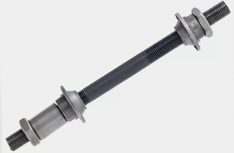 Ось задняя MTB 3/8х180 чёрная конус с пыльником, на гайках Shunfeng