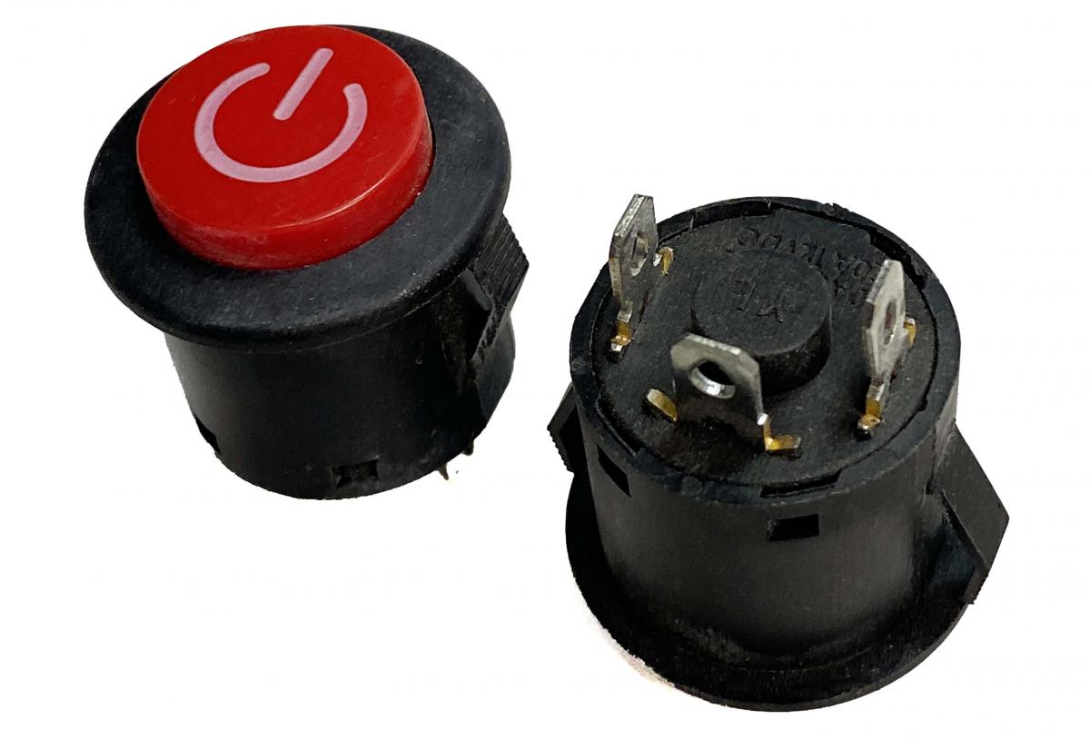 Выключатель кнопочный с подсветкой, без фиксацией, красный (10/250VAC) 3p