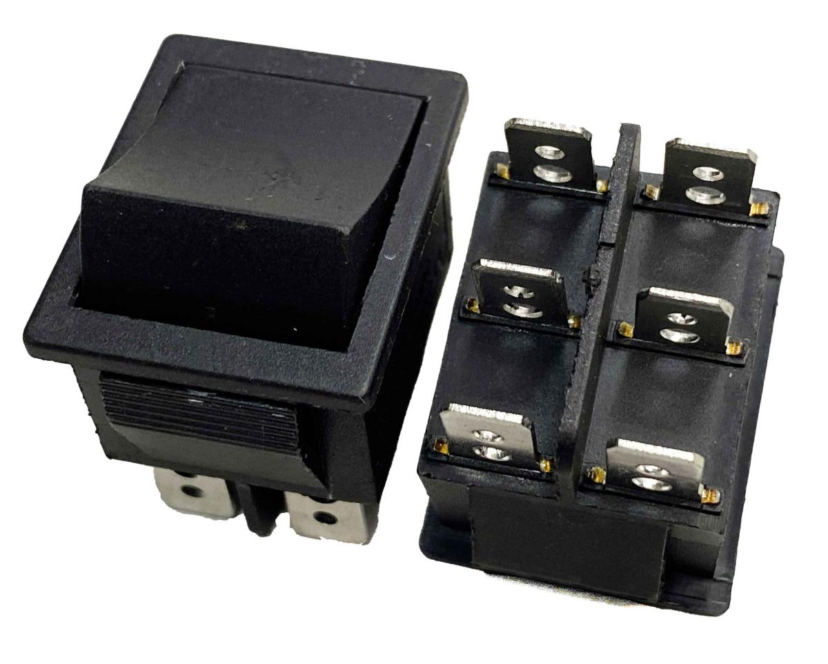 Переключатель черный без подстветки KCD2-02 ON-OFF (16A/250VAC) 6P