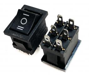 Переключатель черный без подстветки KCD1 ON-OFF-ON (6A/250VAC) 6P